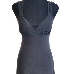 Black flounce lime green dress